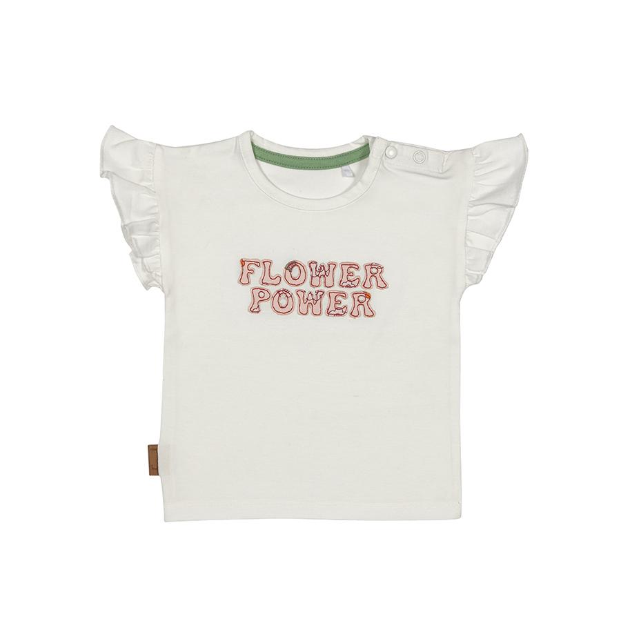 Ontdek het vrolijke Flower Power T-shirt van Frogs and Dogs. Verkrijgbaar in maten 62, 68, 74 en 80 voor trendy kleintjes.