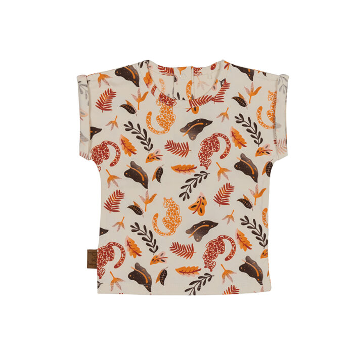 Ontdek het betoverende Jungle T-shirt van Frogs and Dogs, met leuke print, mooie mouwtjes en handige knoopjes. Bestel nu voor je kleintje!